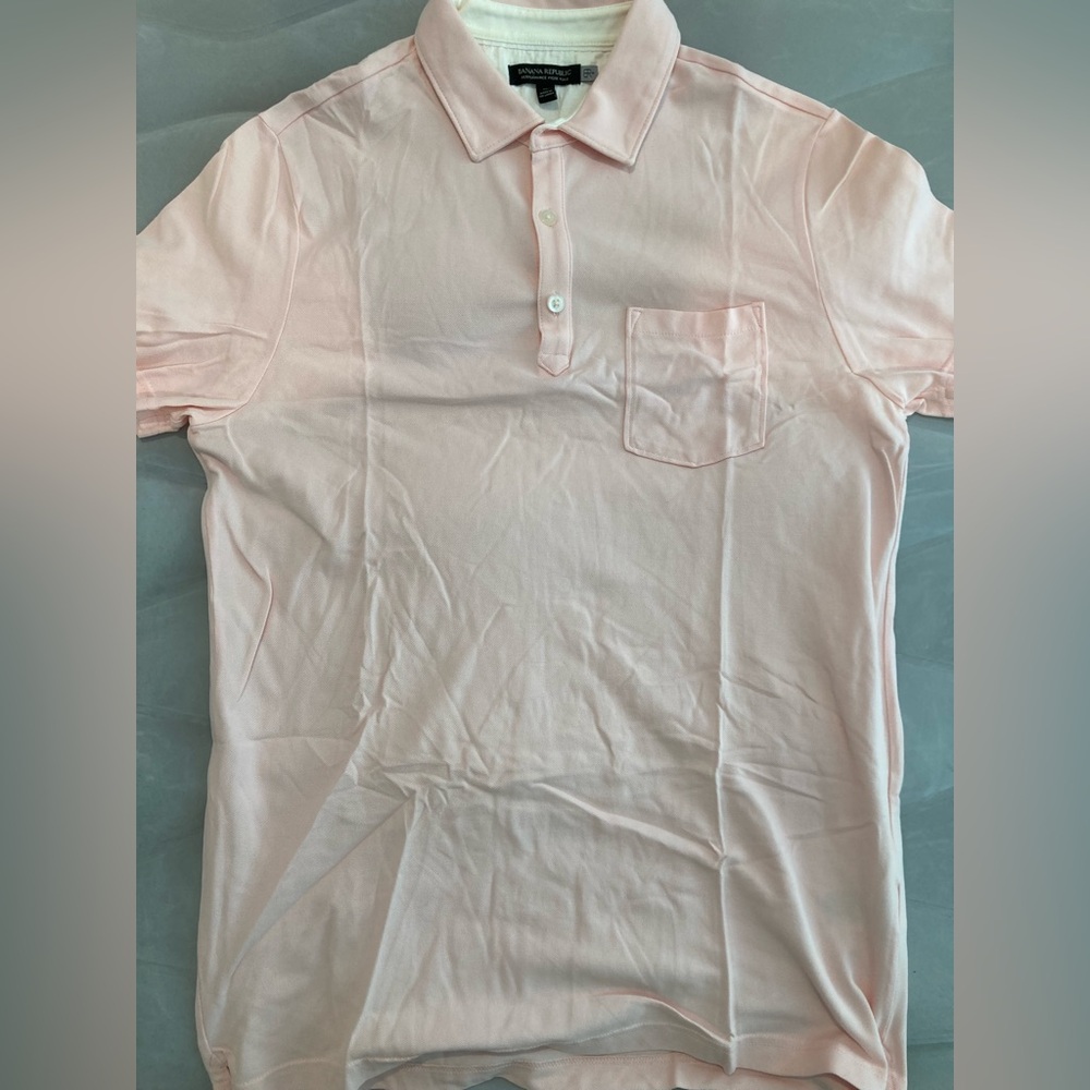 Banana Republic Men's Pink Performance Pique Polo Shirt